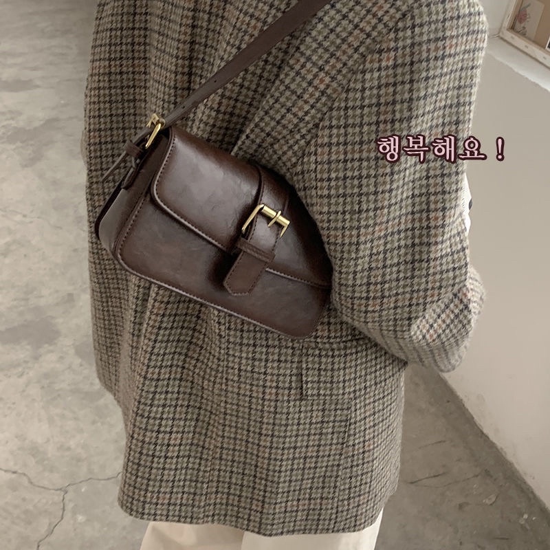 Túi đeo thời trang nữ dáng vuông da trơn cá tính phong cách vintage túi xách thời trang nữ chất lượng cao
