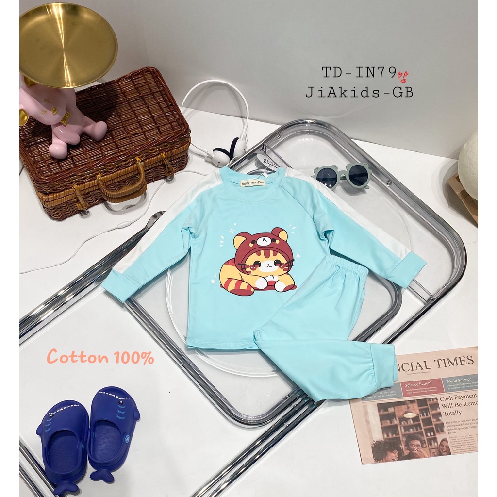 Bộ Dài Tay COTTON 100% MINKY MOM Phối Tay Áo Trắng In Hình Cho Bé TD-IN79