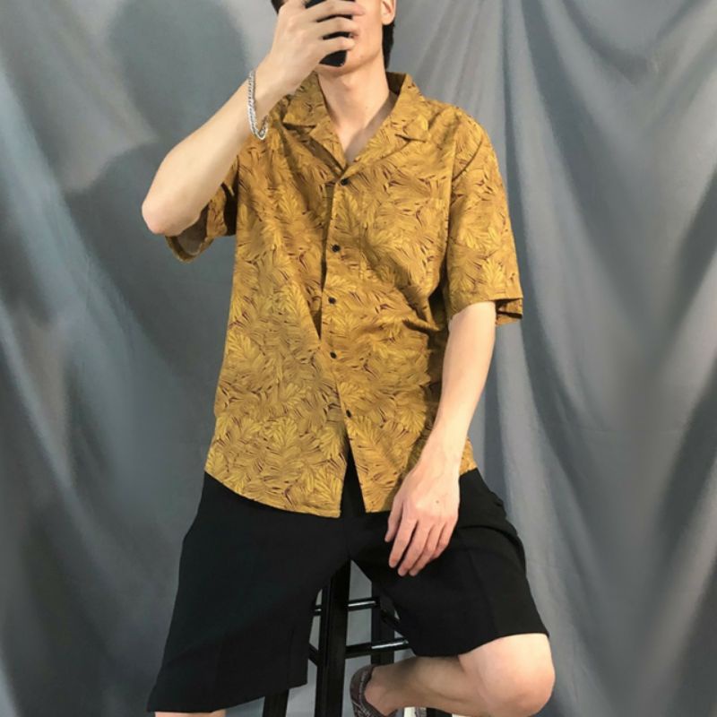 Áo Sơ Mi Tay Ngắn Unisex Cổ Bẻ Phông Cách Hàn Quốc Freesize
