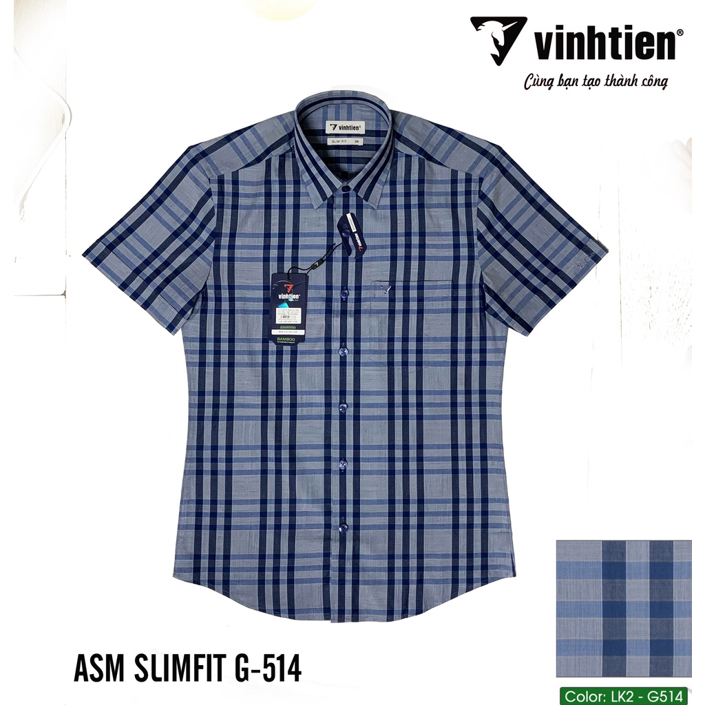 Áo Sơ Mi Ngắn Tay Bamboo SlimFit 430 Vĩnh Tiến Nhiều Màu - Mẫu G514