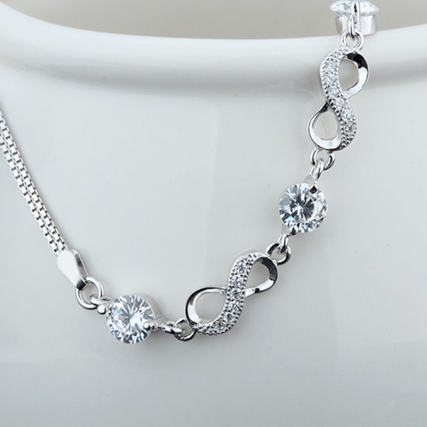 Lắc Tay Bạc Nữ Ý S925 Hình Vô Cực Đính Đá Sang Trọng - BNLT07 - Bảo Ngọc Jewlery