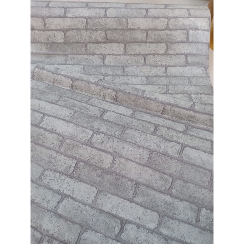 Decal giấy dán tường gạch rêu xám khổ 60cm giấy dày keo sẵn