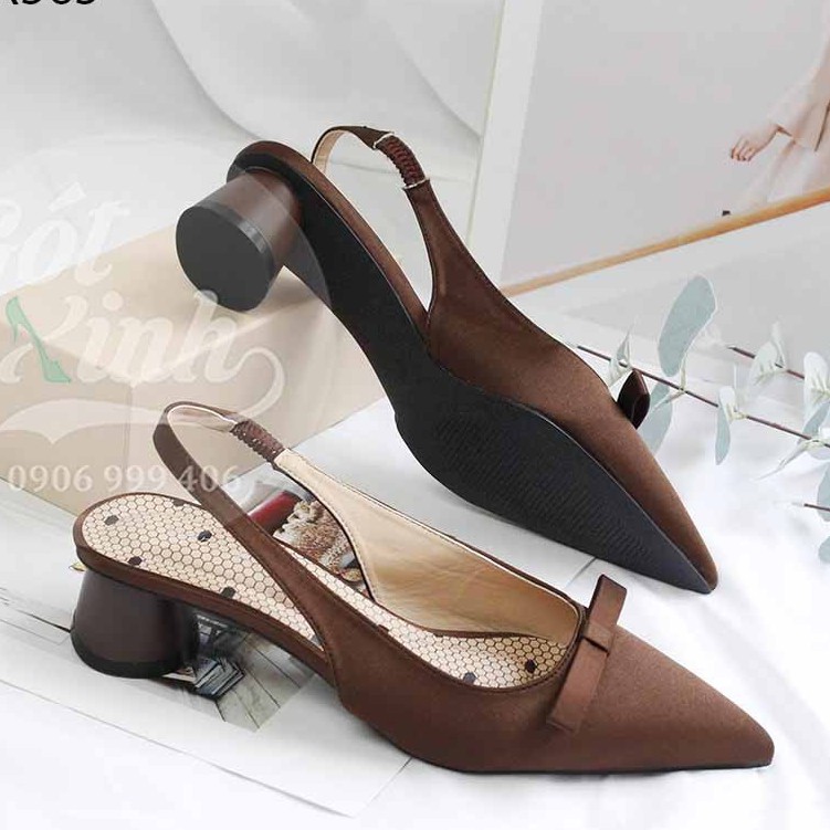 Giày Slingback 3cm gót tròn hở gót-có sẵn size 40 41 42