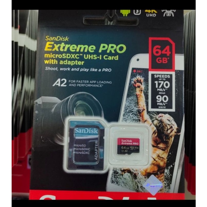 SANDISK Thẻ nhớ Micro SDXc Exttreme Pro 64GB lên tới 170Mb / s Micro SDXc Exttreme Pro 64GB