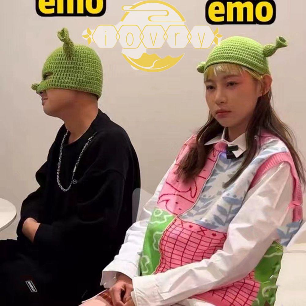 Mũ Len Beanie Dệt Kim Màu Xanh Lá Ogre Shrek Tai Dài Ngọt Ngào Dễ Thương Thời Trang Mùa Đông Cho Nữ