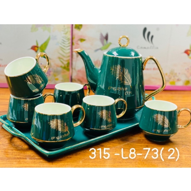 Bộ Ấm Chén Uống Trà Sứ Bắc Âu Cao Cấp Mạ Vàng