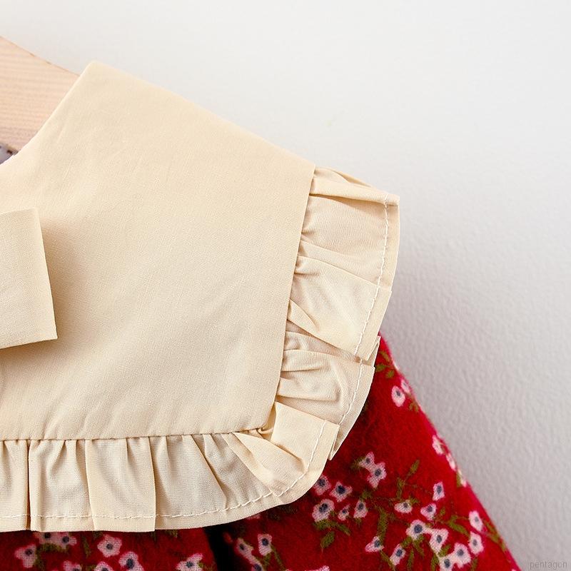 đầm công chúa Công Chúa Tay Dài Hoạ Tiết Hoa Phong Cách Hàn Quốc Cho Bé Gái