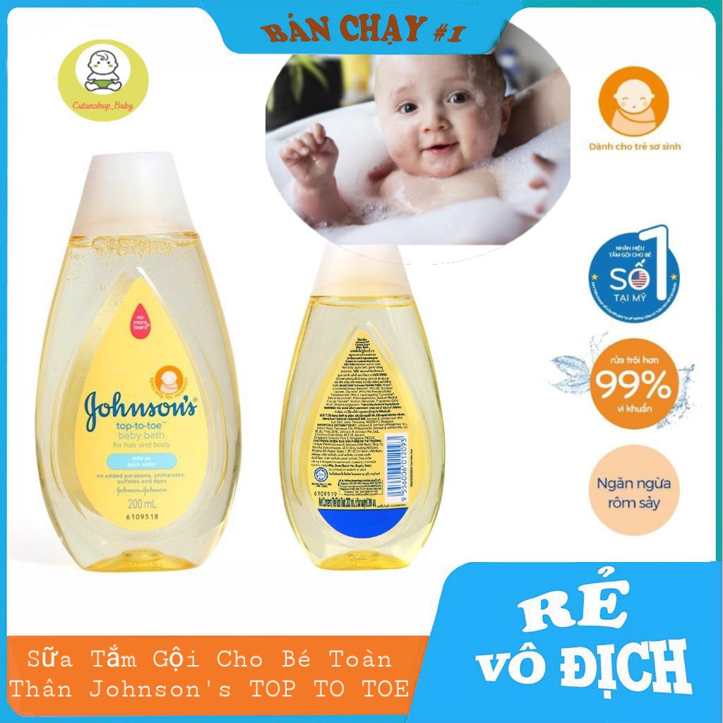 Sữa tắm gội toàn thân Johnson's TOP TO TOE 200ml 20110446