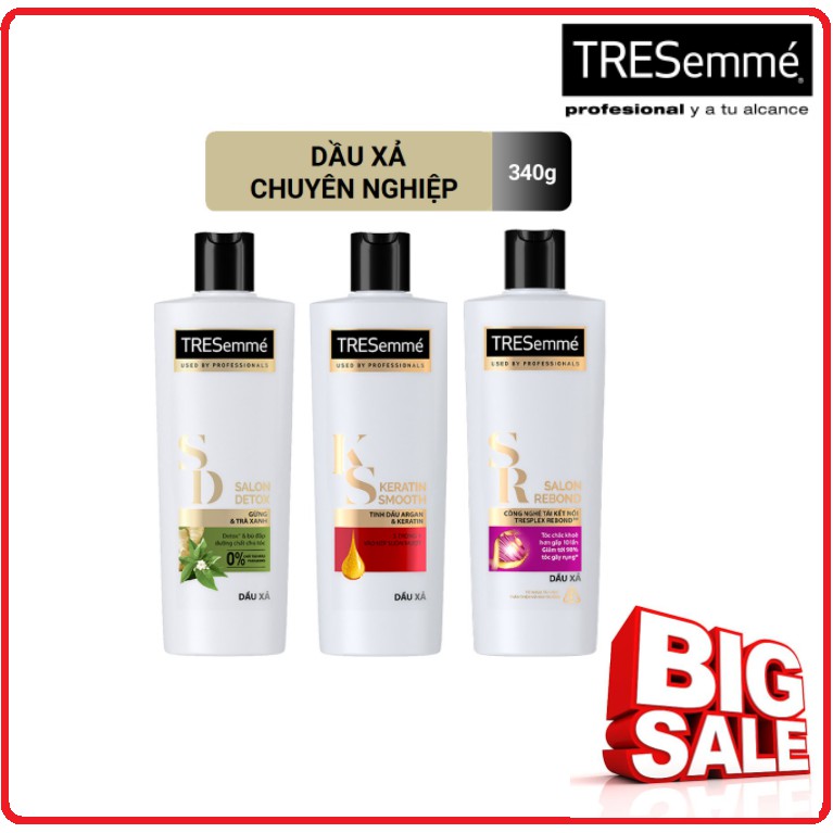 Dầu Xả TRESemmé Vào Nếp Suôn Mượt/Detox Tóc Chắc Khoẻ/Ngăn Ngừa Gãy Rụng Chai 340g
