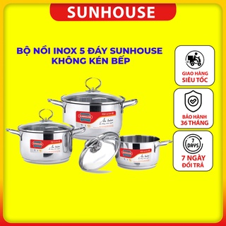 Bộ nồi Inox 5 đáy quai đũa cao cấp SUNHOUSE SH888 [Hàng chính hãng 100%]
