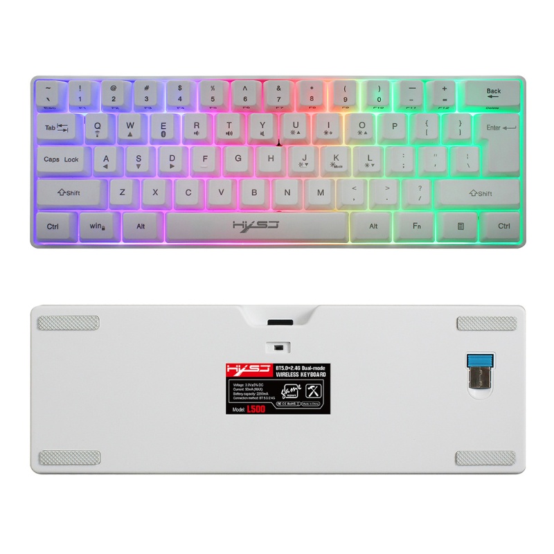 Bàn phím cơ không dây 61 phím có đèn RGB mini cho PC/máy tính bảng/điện thoại chơi game