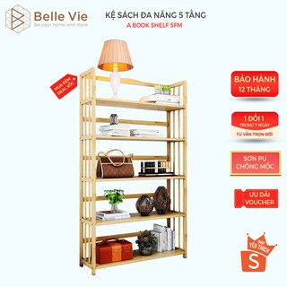 Kệ Sách 5 Tầng x 80Cm BelleVie Kệ Gỗ Decor Lắp Ráp Đơn Giản Dễ Dàng Bookshelf 5F Natural