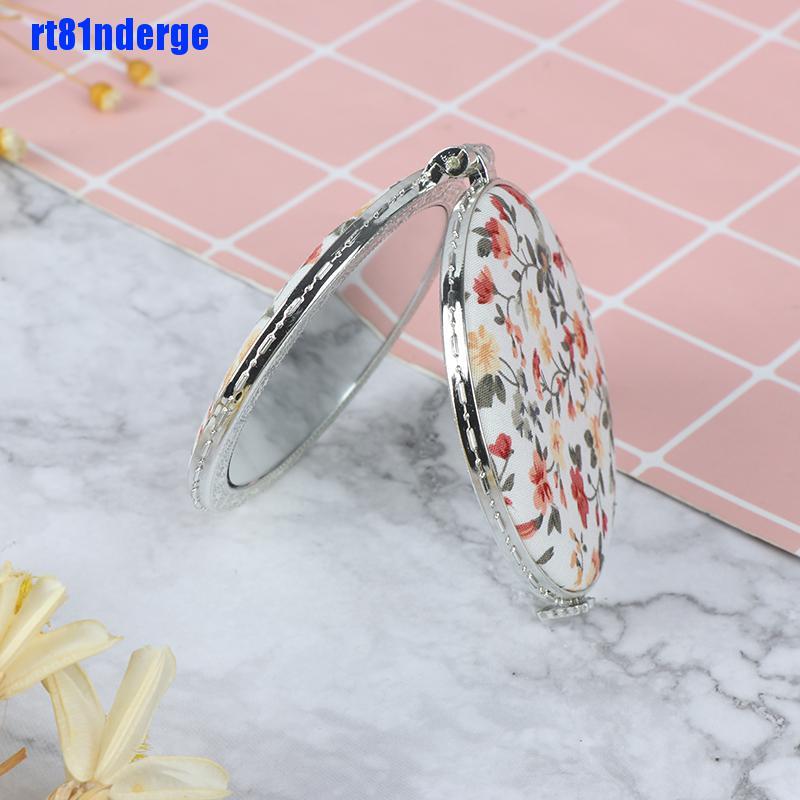 [Hàng mới về] Gương trang điểm dạng gập hai mặt mini bỏ túi thiết kế vỏ in họa tiết hoa phong cách vintage