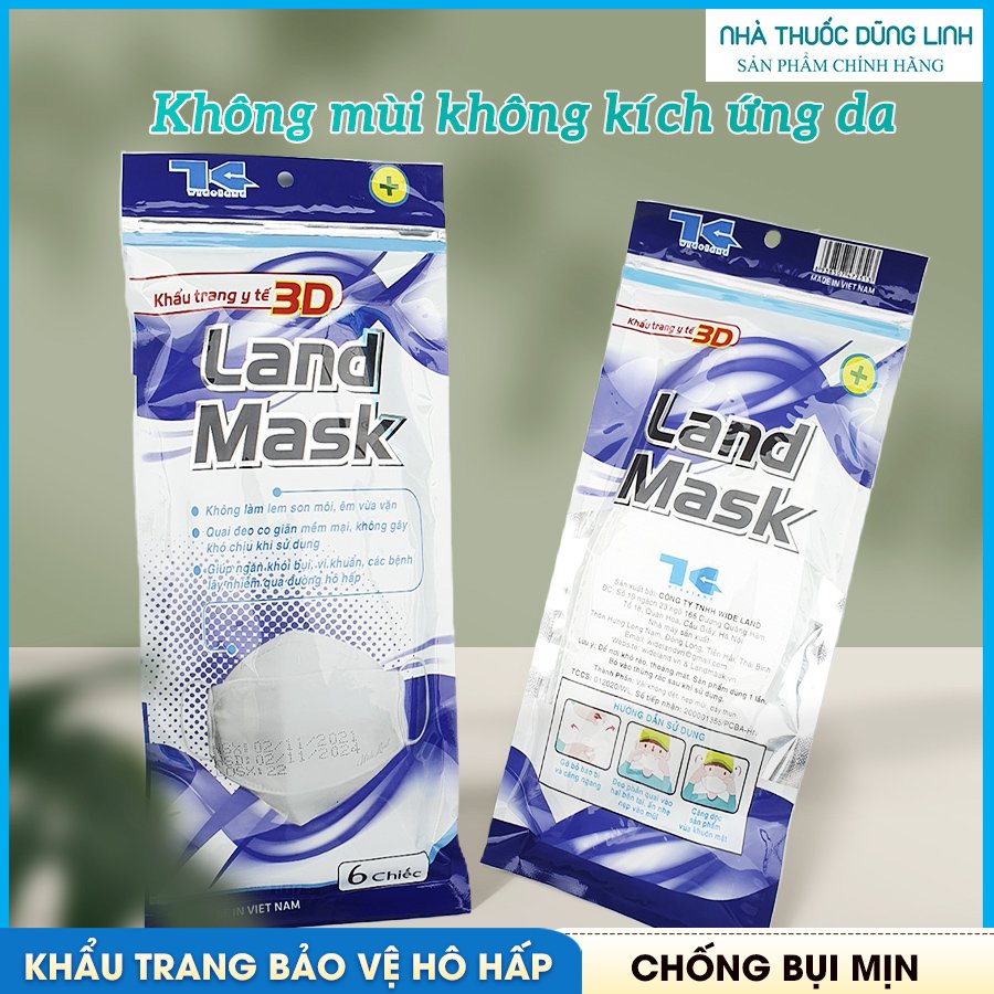 Khẩu Trang 3D Kháng Khuẩn KF94 LandMask Cao Cấp 4 Lớp Có Nhiều Màu Hàng Công Ty Chính Hãng