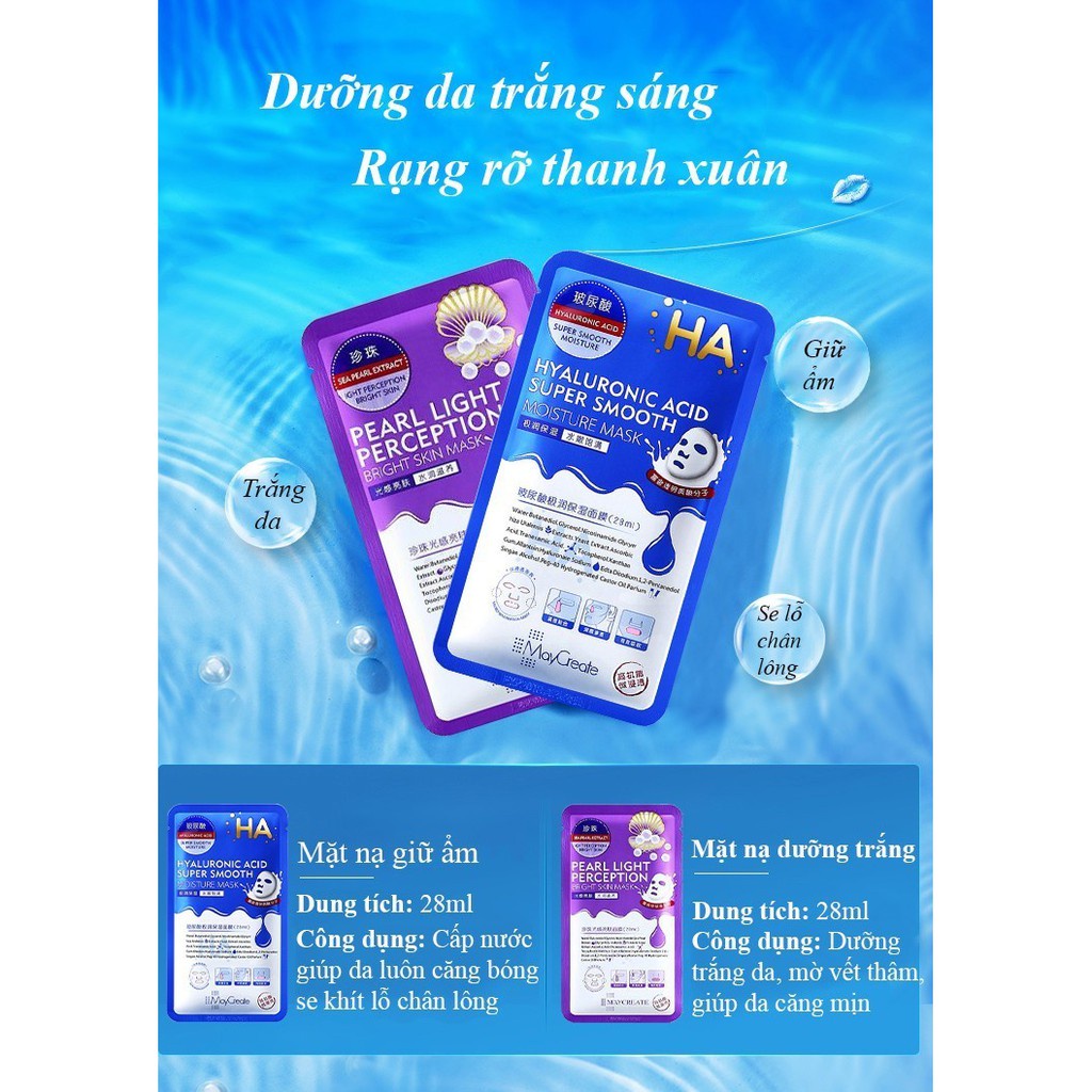 Mặt Nạ HA Hyaluronic Acid Maycreate Dưỡng Ẩm Trắng Sáng Da