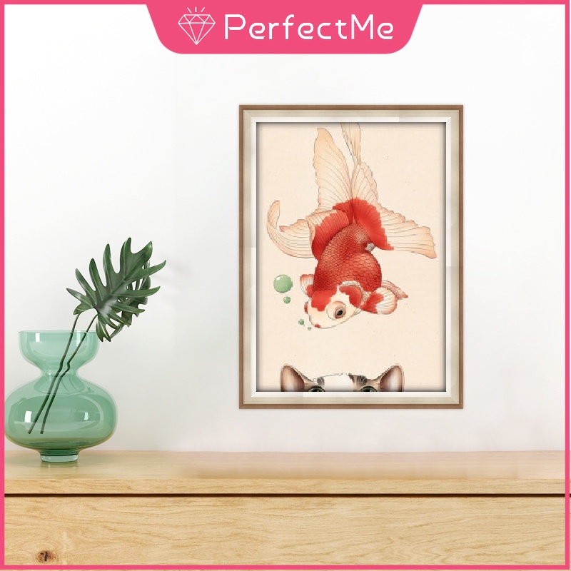 Bộ tranh đính đá 5D họa tiết chú mèo độc đáo kích thước 30x40cm DIY dùng trang trí