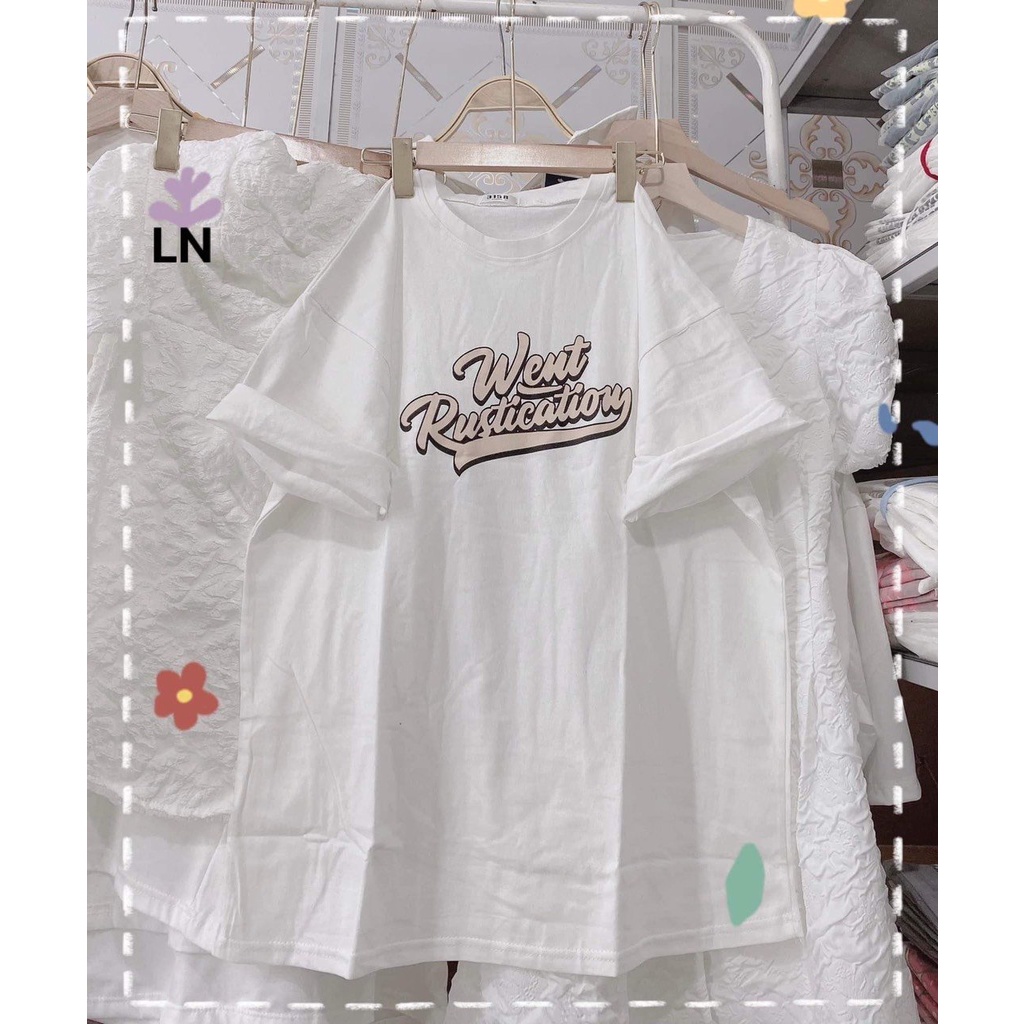 Áo thun nam nữ unisex form thụng rộng tay lỡ,áo phông tum chữ xanh chất cotton màu trắng xanh