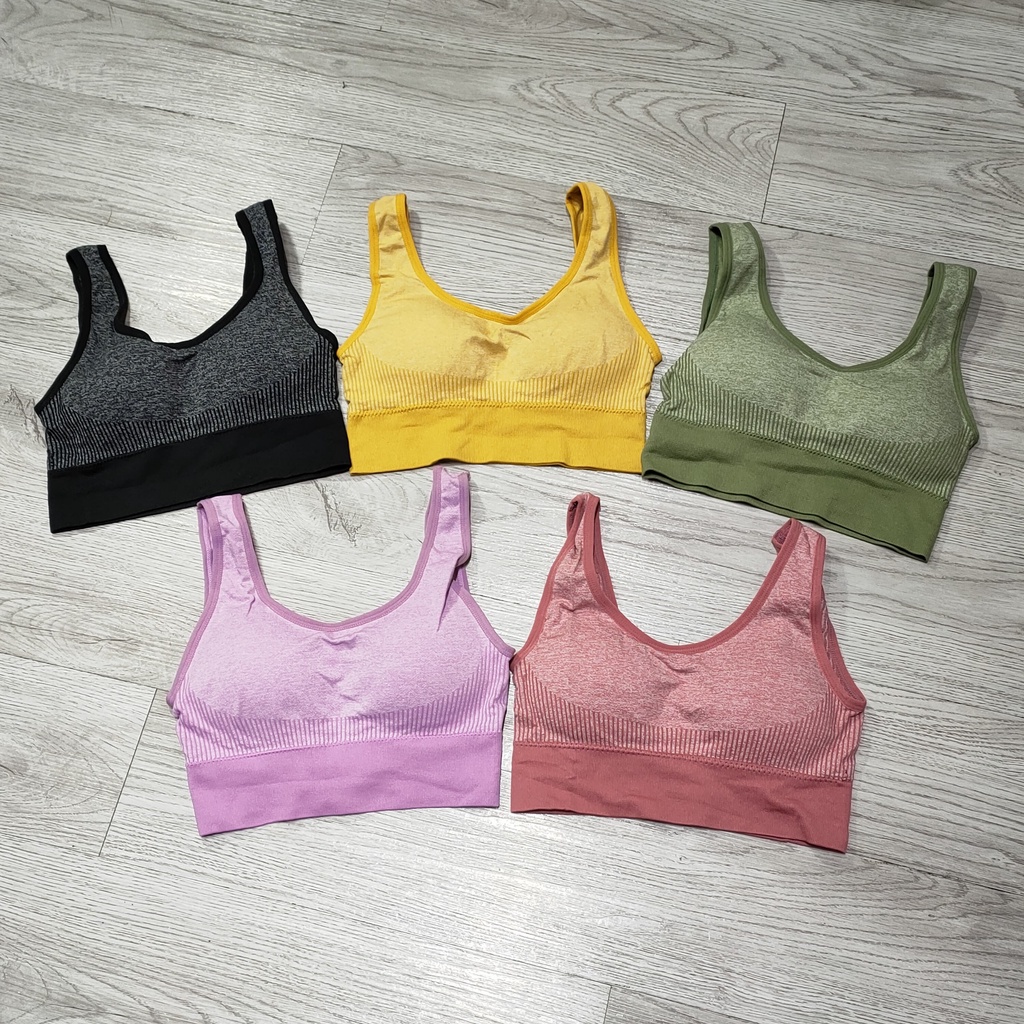 Aó bra tập gym yoga thể thao nữ dệt kim kèm mút lót freesize Bin Sports A194