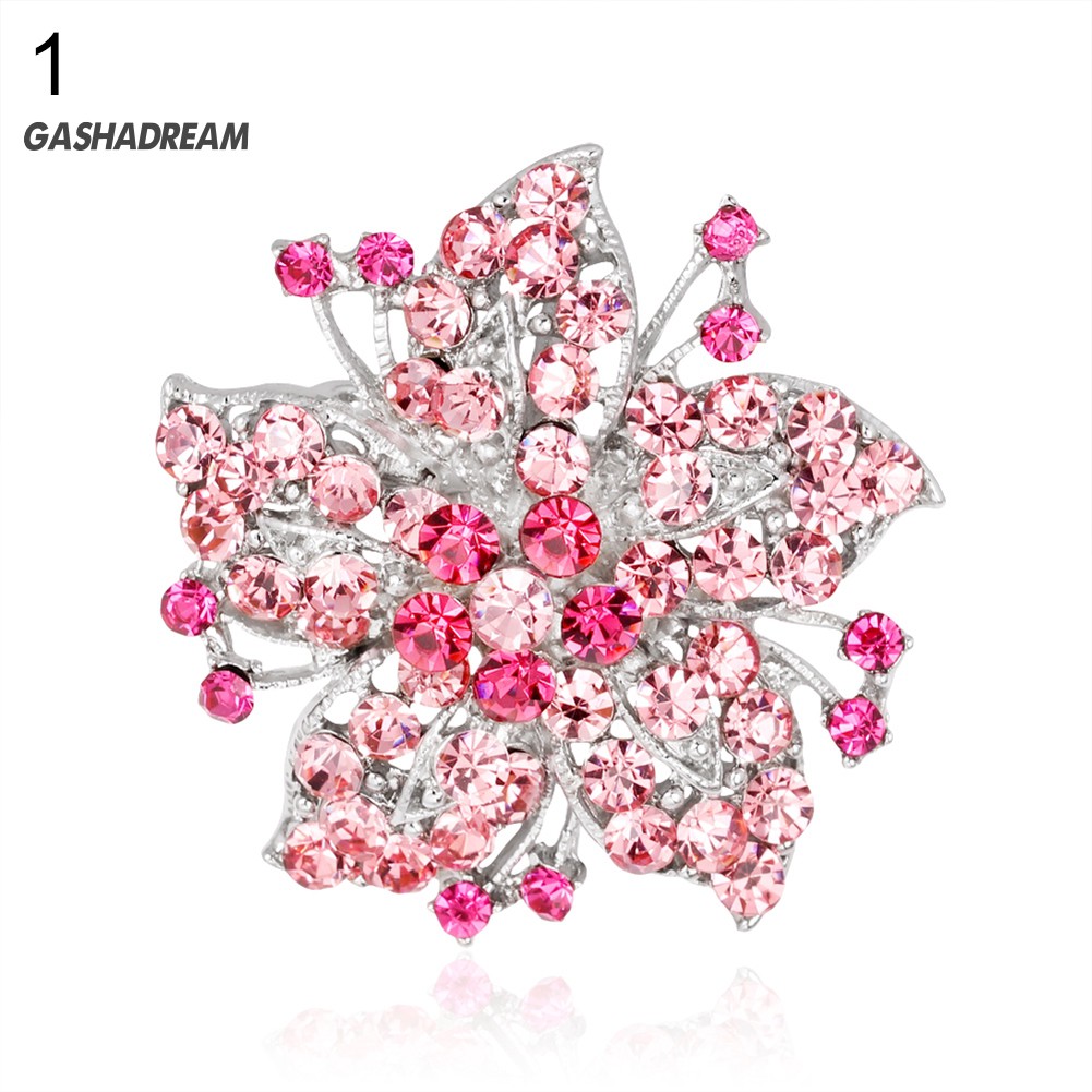 ♉GD Fashion Rhinestone Flower Scarf Brooch Pin Wedding Party Jewelry Lady Gift