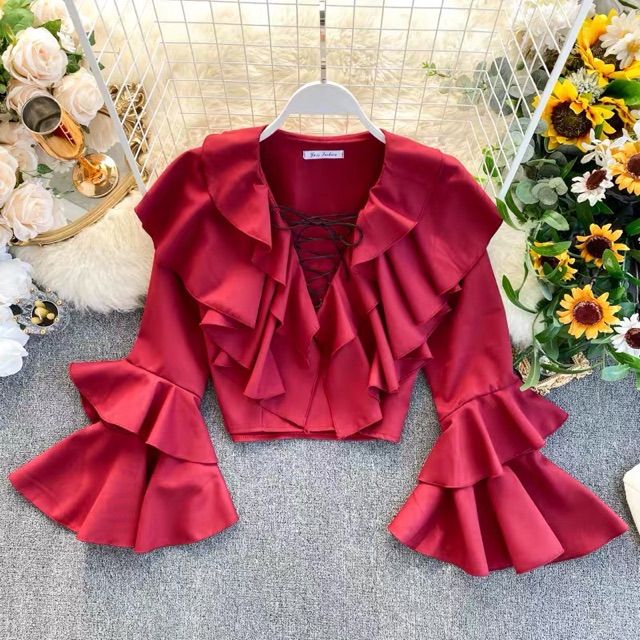 Áo kiểu cổ bèo tay loe quảng châu