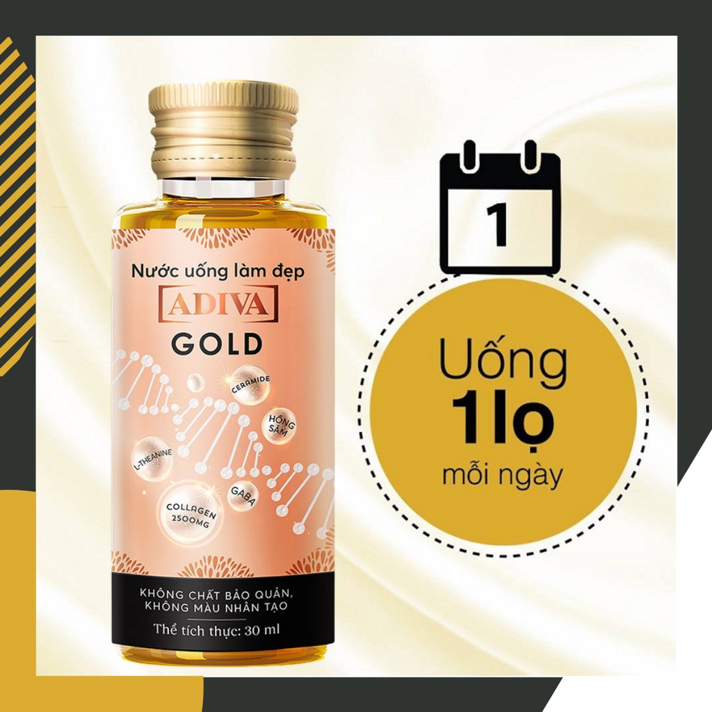 ADIVA GOLD [Hộp 14 chai] - Nước uống collagen cao cấp, ngăn ngừa lão hoá, sáng mịn làn da [colagen]