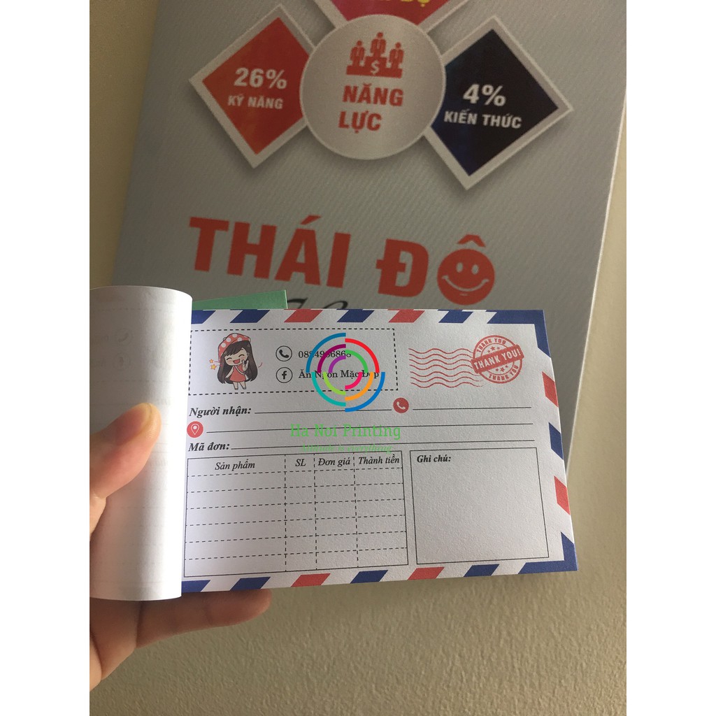 COMBO 10 QUYỂN HÓA ĐƠN / PHIẾU SHIP BÌ THƯ IN THÔNG TIN SHOP THEO YÊU CẦU
