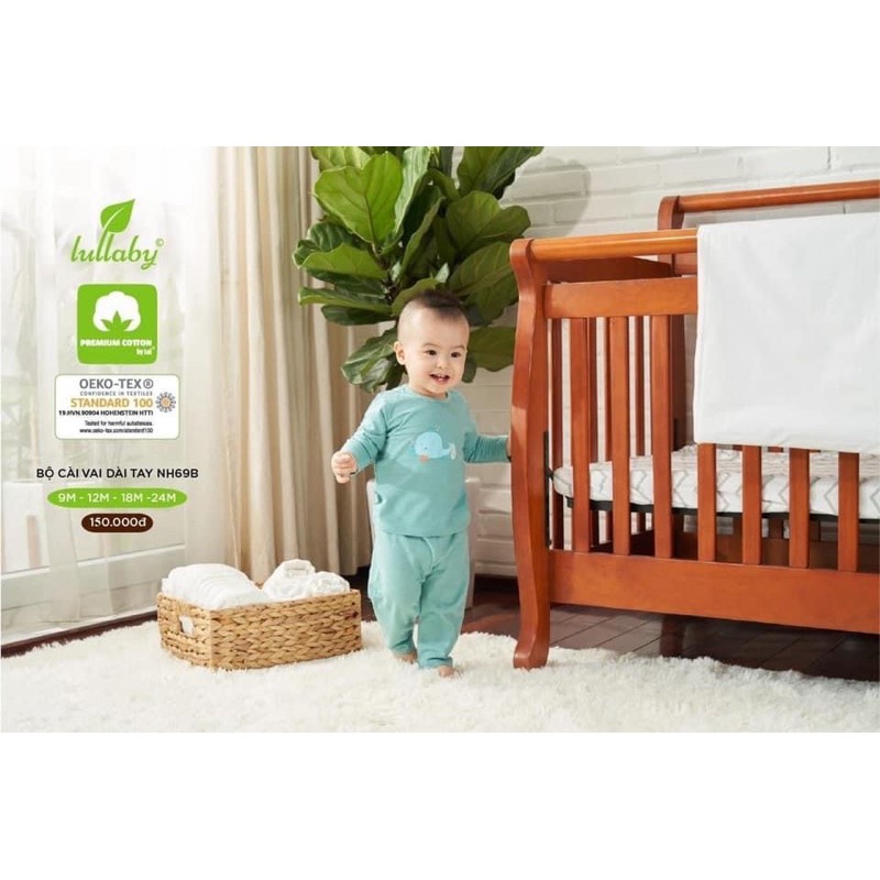 Bộ cài vai dài tay lullaby chất cotton mỏng NH69B