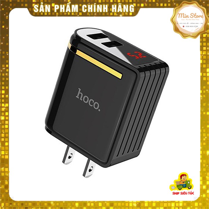 Cốc Sạc Nhanh 2 Cổng Hoco C39 có Đèn Led Dùng được cho nhiều dòng máy điện thoại