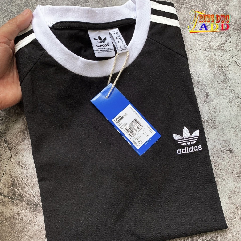 Áo thun adidas đen ba lá nam nữ chất cotton co giãn 4 chiều cực mát full tag code - trungducadidas