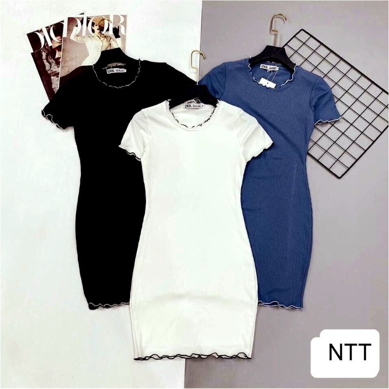 ĐẦM CỔ VIỀN ÔM BODY TAY NGẮN CUỐN VIỀN A4DCV