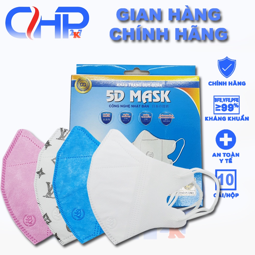 ( Giá sỉ 5D)Hộp khẩu trang 5D mask Duy Quân quai thun 10 cái