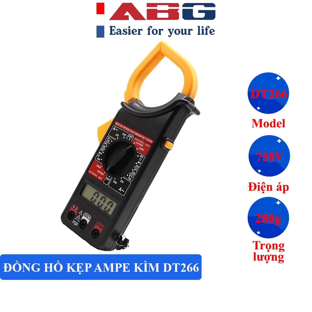 Kìm kẹp dòng ABG DT266 - 750VAC/1000VDC/1000A đo dòng điện nhanh chóng