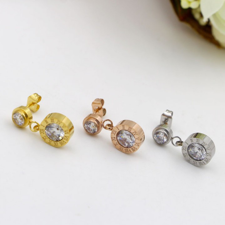 Bông Tai Hình Tròn Tòn Ten Titan Cao Cấp TT 1555