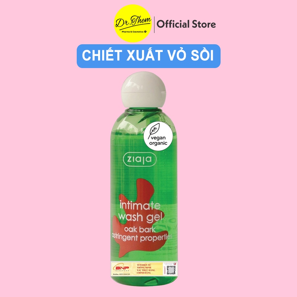 Dung Dịch Vệ Sinh Ziaja intima Vỏ Sồi Se Khít 200ml - Intimate Wash Gel Oak Bark Astringent Properties