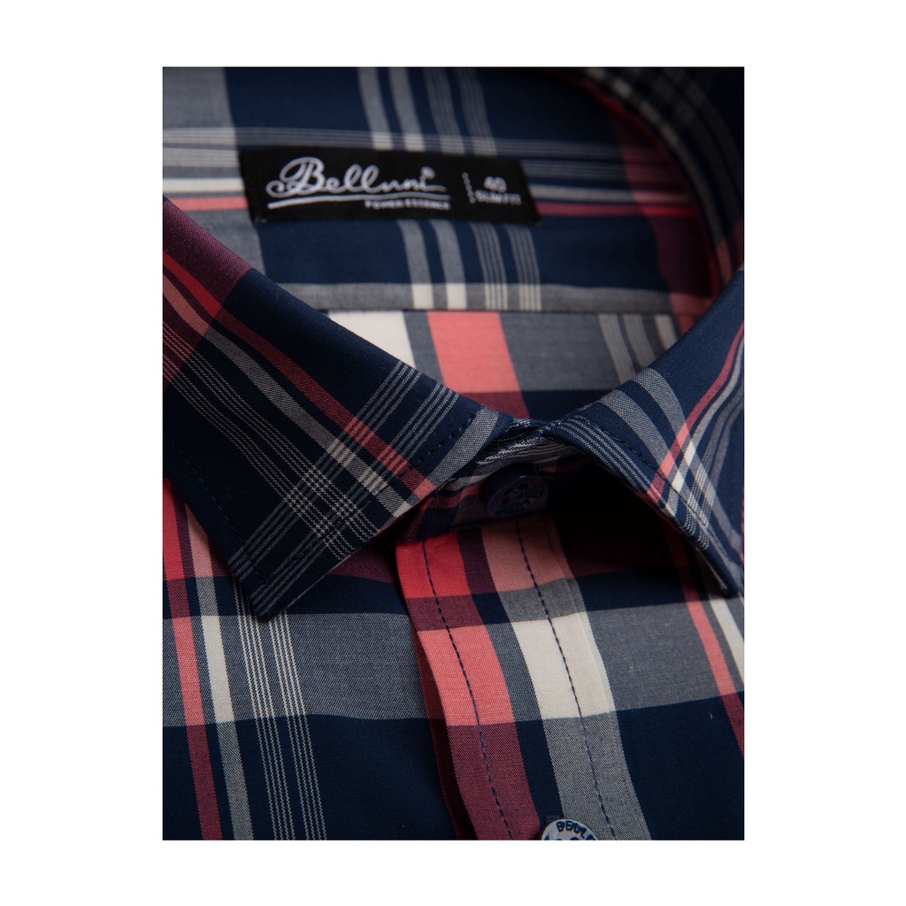 Áo sơ mi nam ngắn tay BELLUNI hoạ tiết caro trẻ trung - ANS.BPS.BE.206.B1