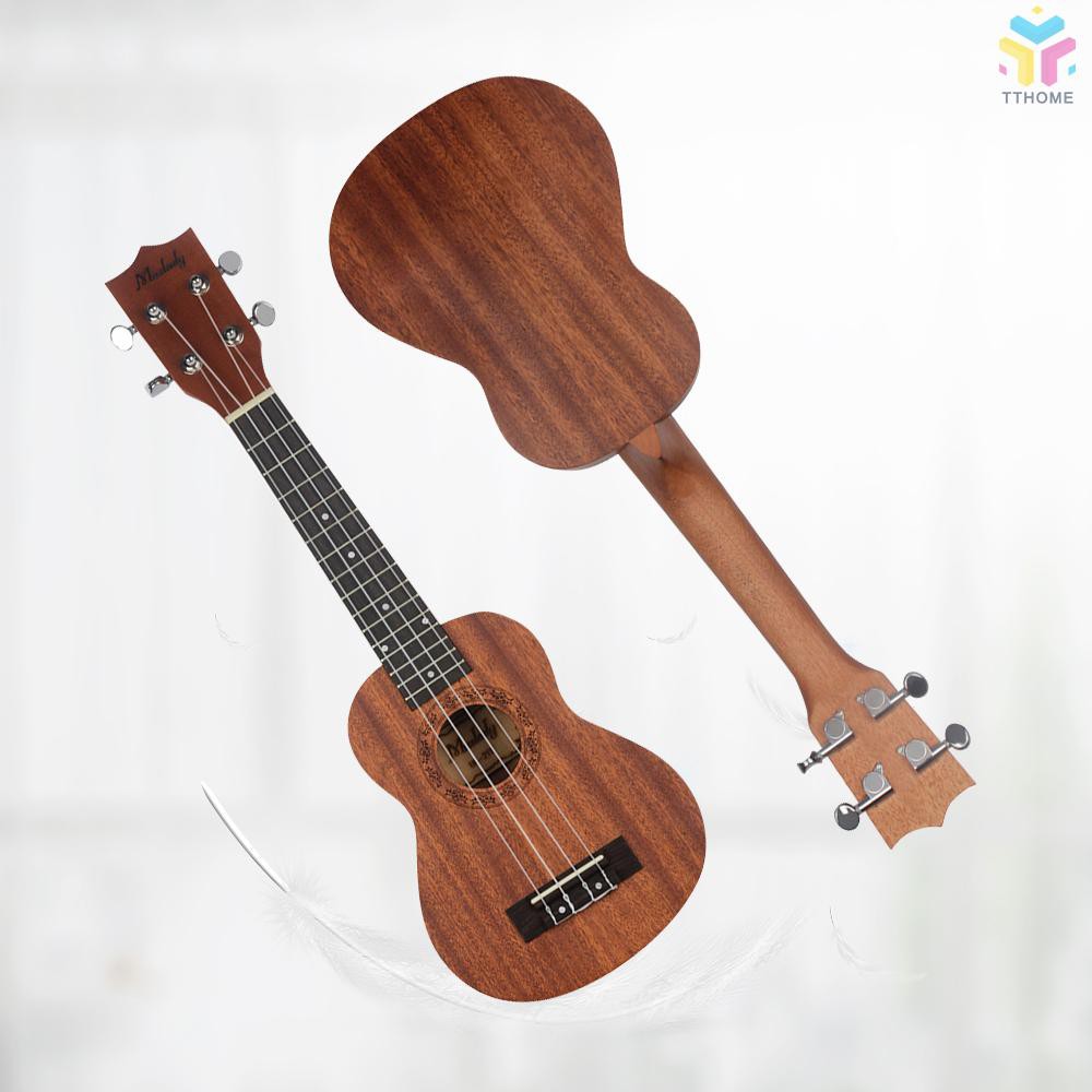 Đàn ukulele Soprano 21" bằng gỗ kèm dụng cụ kẹp lên dây đàn và bao đựng bằng vải