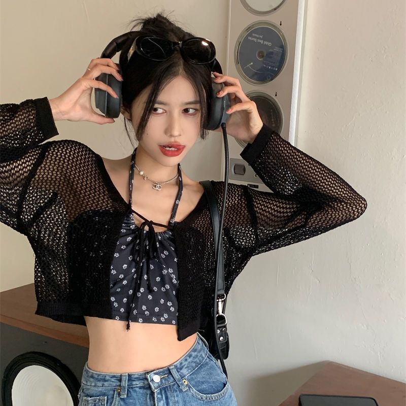 Bán Chạy!Áo Khoác Cardigan Dệt Kim Vải Lụa Lạnh Mỏng Thời Trang Mùa Hè Dành Cho Nữ