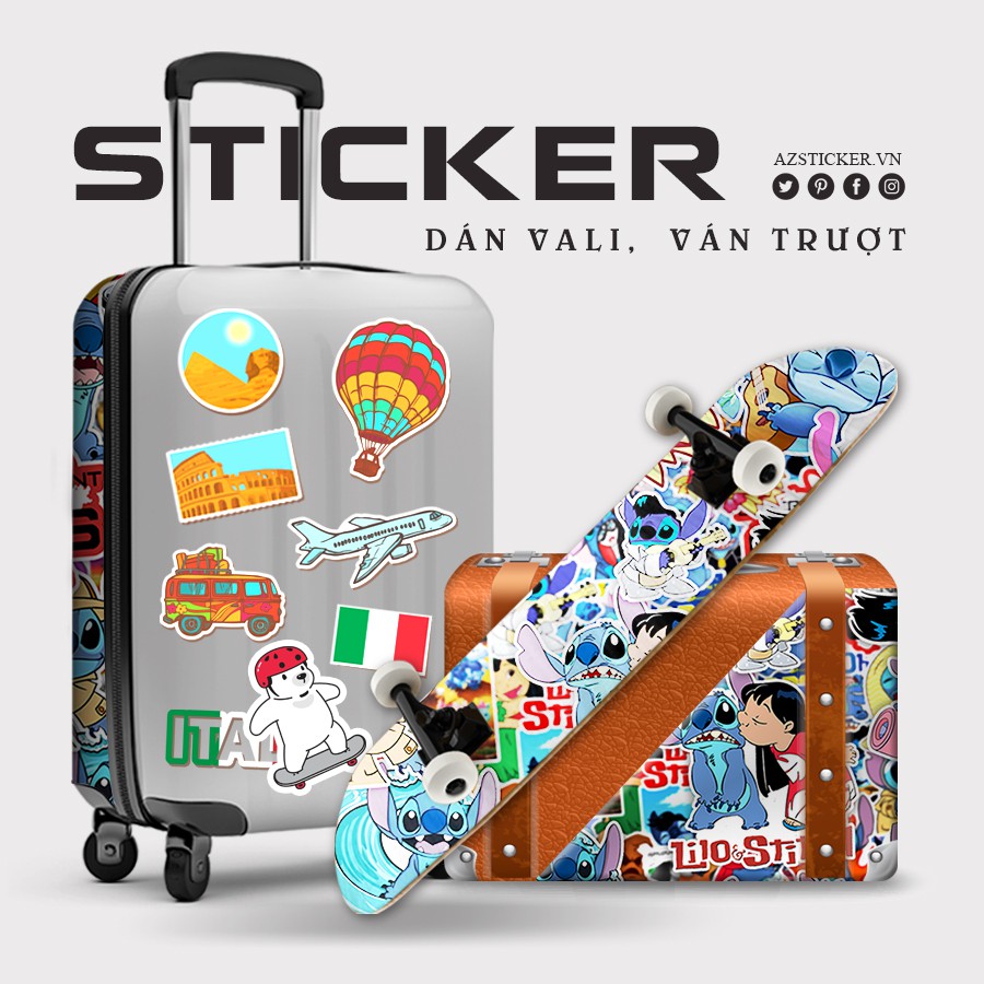 Sticker Stitch Dán Mũ Bảo Hiểm Chống Nước Cắt Sẵn Từng Hình | STK44 | Hình Dán Laptop Điện Thoại Bình Nước Macbook Vali