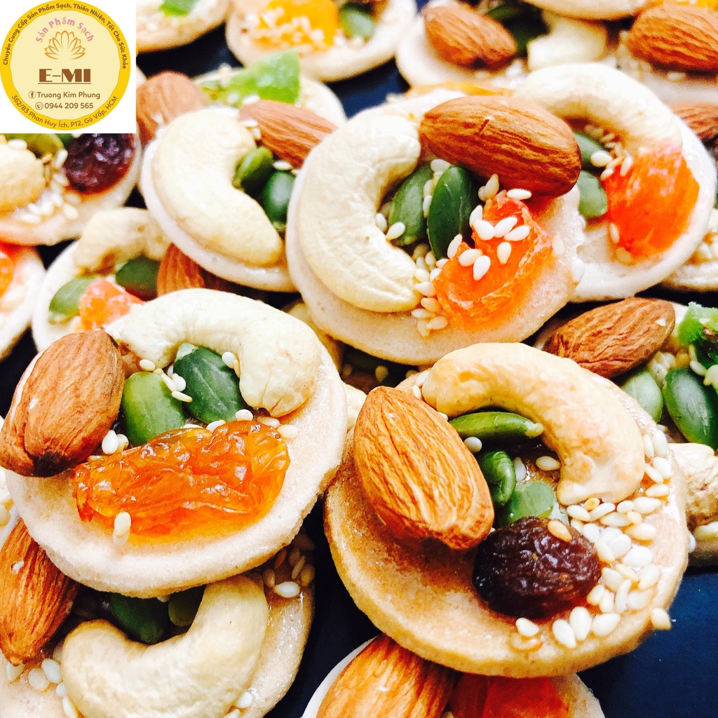 Bánh đồng tiền mix hạt dinh dưỡng không đường Emi Shop- Phù hợp ăn kiêng giảm cân mẹ bầu