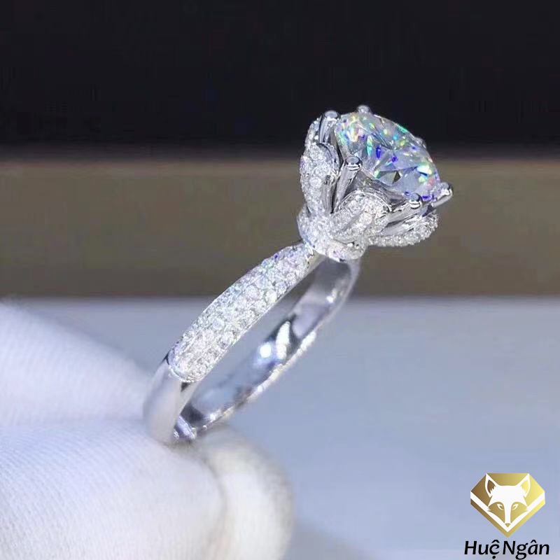 Nhẫn bạc Ý 925 Huệ Ngân - Ổ cao 6 chấu 8 Li vượng miện sang chảnh RR1761-1