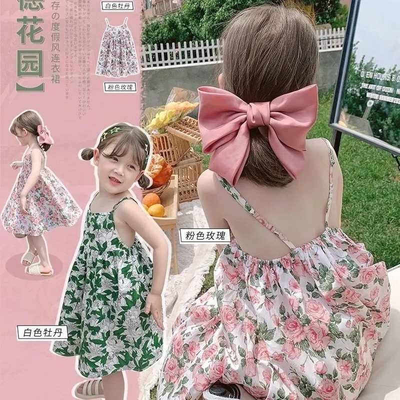 Đầm Công Chúa Hai Dây Họa Tiết Hoa Phong Cách Hàn Quốc Hàng Mới Dành Cho Bé Gái