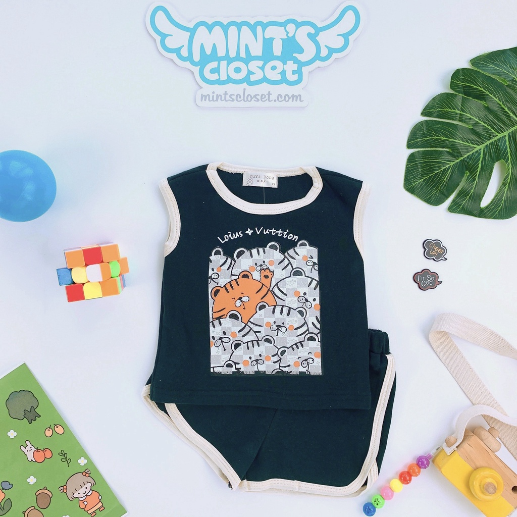 Đồ Bộ Sát Nách Bé Trai Mùa Hè In Hình Mèo Cho Bé Size Từ Sơ Sinh Đến 3 Tuổi MINTSCLOSET Mint's Closet - DB8060