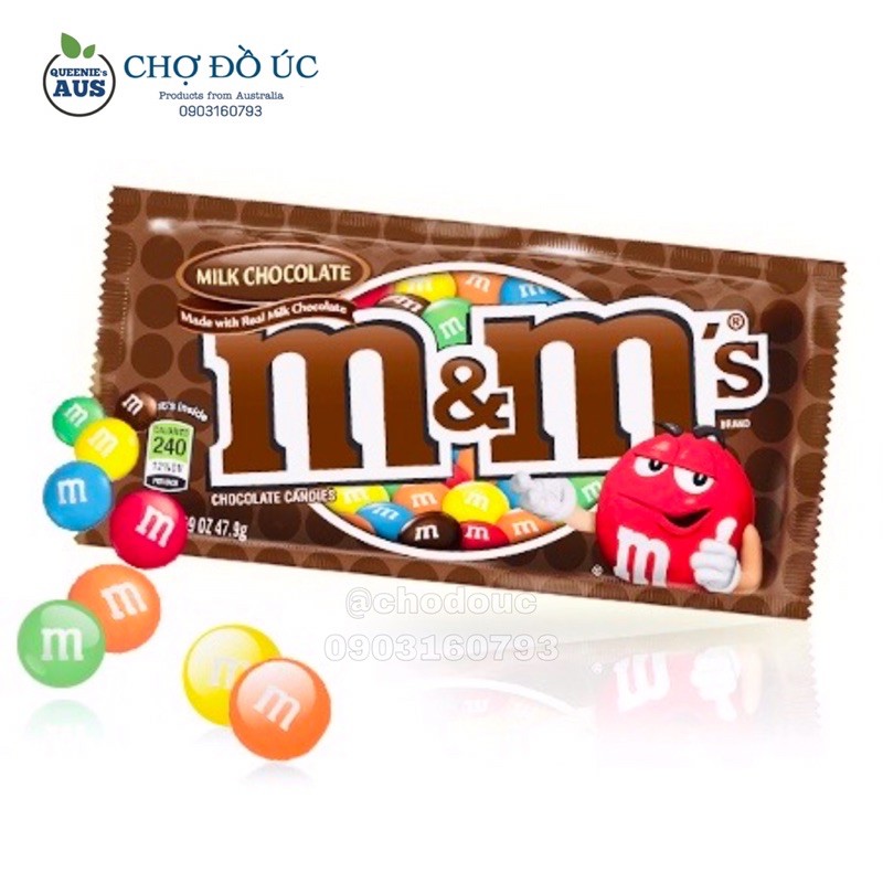 Chocolate sữa M&M’s Funsize & Peanut gói 49g - nhập Úc 🍫