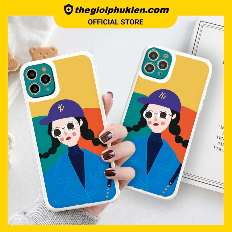 Ốp iphone - Ốp lưng iphone cạnh vuông Cô gái đeo kính dành cho ip 6 đến 14promax - ng265