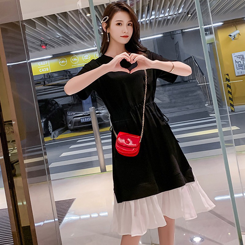 Đầm nữ đan kim tay ngắn phong cách thời trang mùa hè dáng rộng