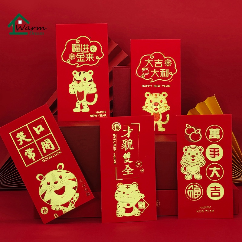 6 Cái / Bộ ngẫu nhiên 2022 Bao lì xì năm mới bao lì xì đỏ Phong bì đỏ Tiger Red Phong bì Màu đỏ Angpao Năm mới của Trung Quốc CNY Gói quà tặng Tiền phong bì Ang Pow Nguồn cung cấp năm mới Lời chúc tốt nhất