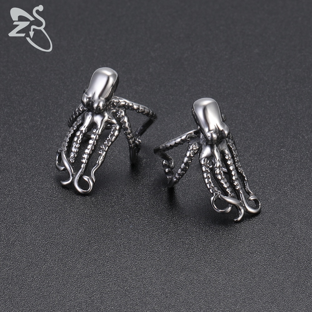 1 đôi khuyên kẹp vành tai hình đầu lâu bằng thép không gỉ phong cách Punk cổ điển