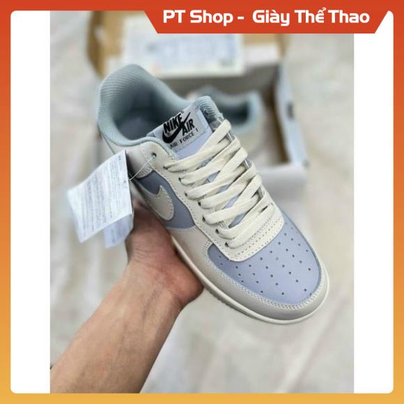 Giày thể thao AF1 kem tím Xịn Sò, Giầy AF1 Trắng kem Full box phụ kiện, PT Shop