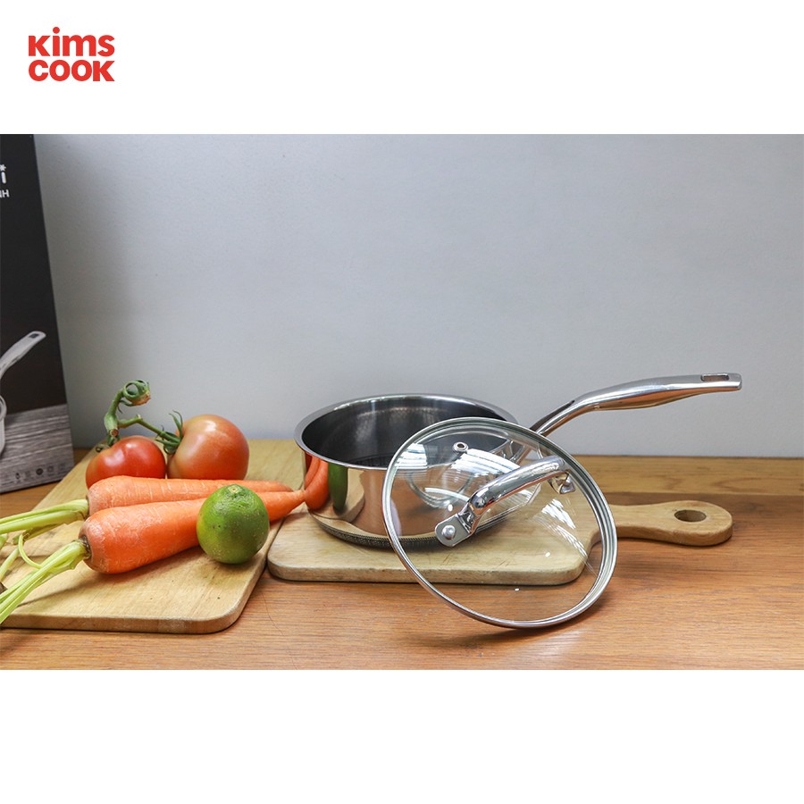 Quánh chống dính Kims Cook Blackcube 2 mặt  inox 3 lớp đúc liền đáy từ nắp kính siêu bền , cào không xước