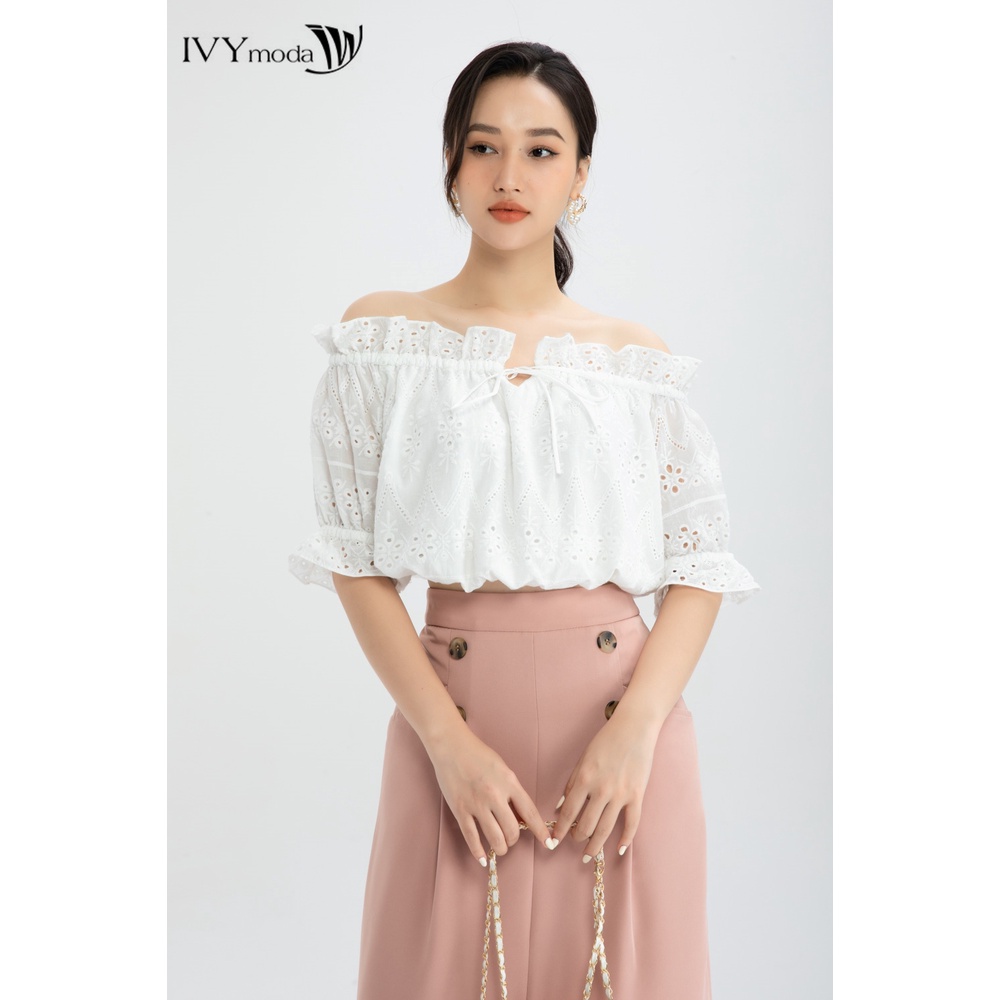 Áo croptop nữ trễ vai IVY moda MS 16B8488 hover